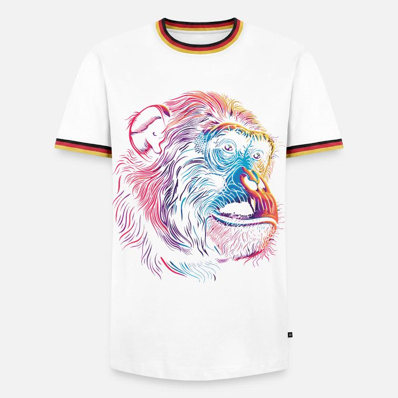Neon Psychedelischer Affe - Männer Kontrast-T-Shirt - Weiß/Dreifarbig