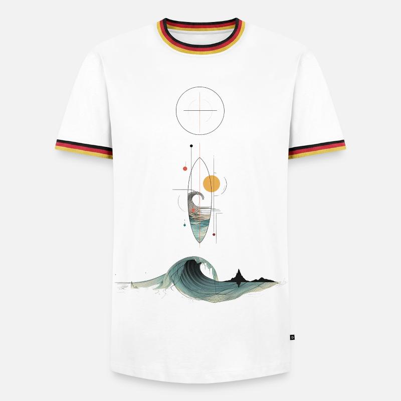 Abstract Wave – Geometric Surf Art - Men's Ringer Shirt - white/tricolour