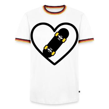 Skateboard Herz Sport Street Leidenschaft - Männer Kontrast-T-Shirt - Weiß/Dreifarbig - Vorne - AI Model Female 172 light (172cm) & AI Model Male 185 light (185cm)