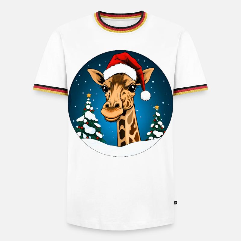 Weihnachtsmann Giraffe - Männer Kontrast-T-Shirt - Weiß/Dreifarbig