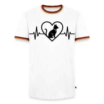 Katze Herz Silhouette Süß Pet Lover Geschenk - Männer Kontrast-T-Shirt - Weiß/Dreifarbig - Vorne - AI Model Female 172 light (172cm) & AI Model Male 185 light (185cm)