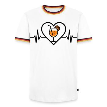 Spritz Heart Cocktail Orange Drink Glass - Men's Ringer Shirt - white/tricolour - Front - AI Model Female 172 light (172cm) & AI Model Male 185 light (185cm)