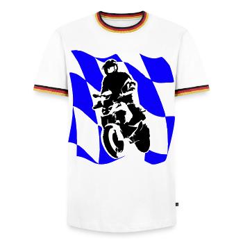 13GeländeSportBayern00 - Männer Kontrast-T-Shirt - Weiß/Dreifarbig - Vorne - AI Model Female 172 light (172cm) & AI Model Male 185 light (185cm)