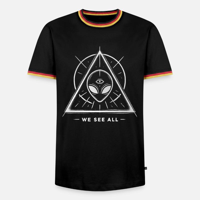 UFO Alien Eye Triangular Sigil - Men's Ringer Shirt - black/tricolour