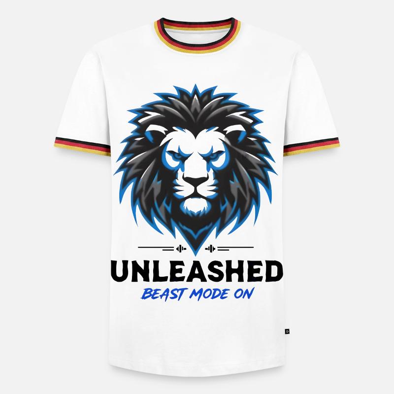 Blue Neon Lion Crest Unleashed - Men's Ringer Shirt - white/tricolour