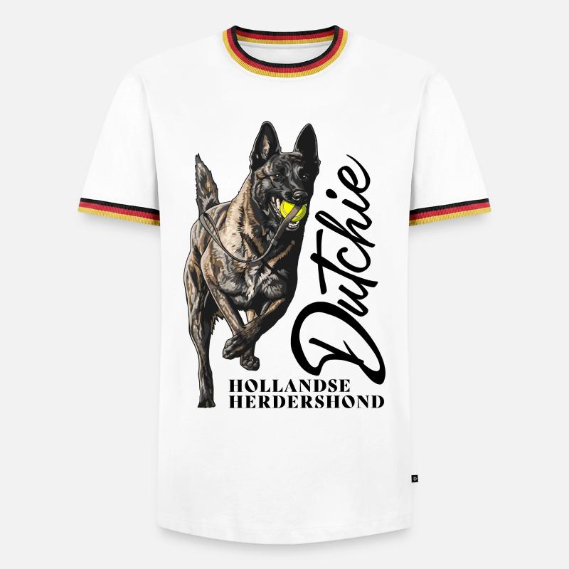 Dutch Shepherd – Dutchie - Männer Kontrast-T-Shirt - Weiß/Dreifarbig