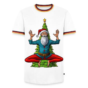Yogis Weihnachten - Männer Kontrast-T-Shirt - Weiß/Dreifarbig - Vorne - AI Model Female 172 light (172cm) & AI Model Male 185 light (185cm)