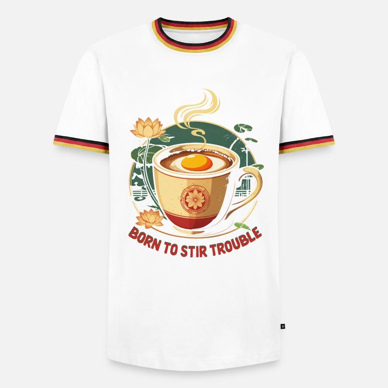 Vietnamesisches Essen Kaffee Mit Eigelb - Männer Kontrast-T-Shirt - Weiß/Dreifarbig