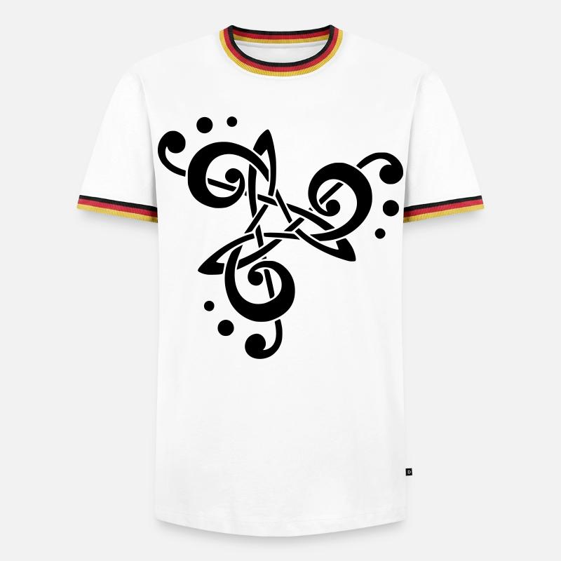 musical note in triskelion - Men's Ringer Shirt - white/tricolour