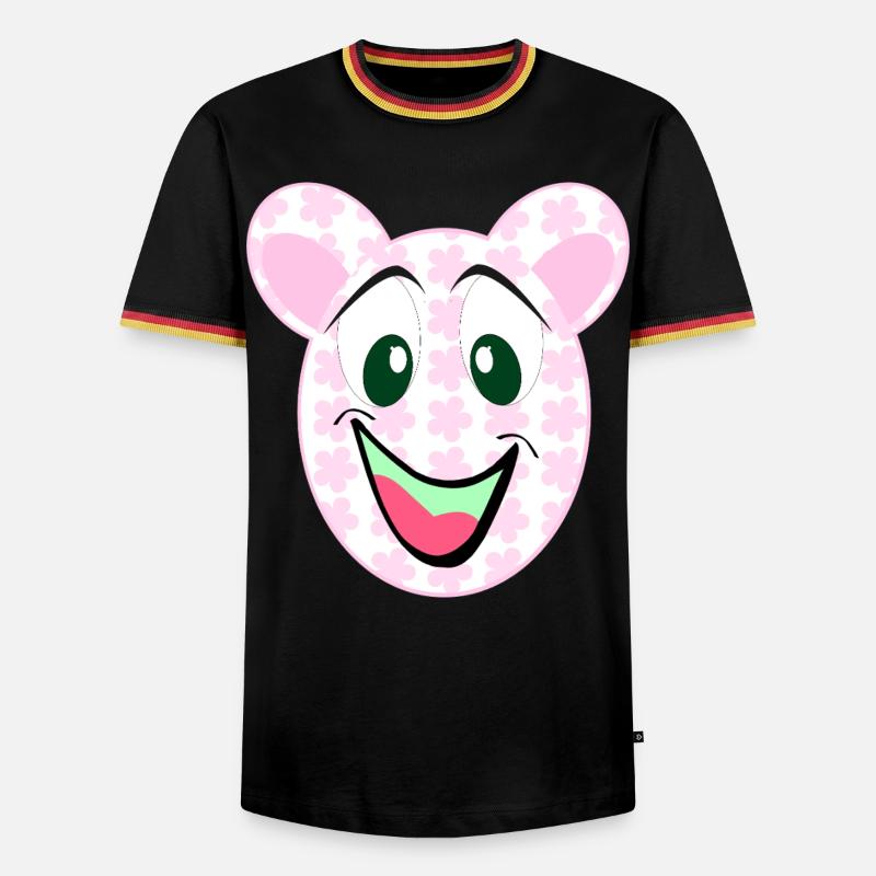 Bear Floral Pattern Smile - Men's Ringer Shirt - black/tricolour