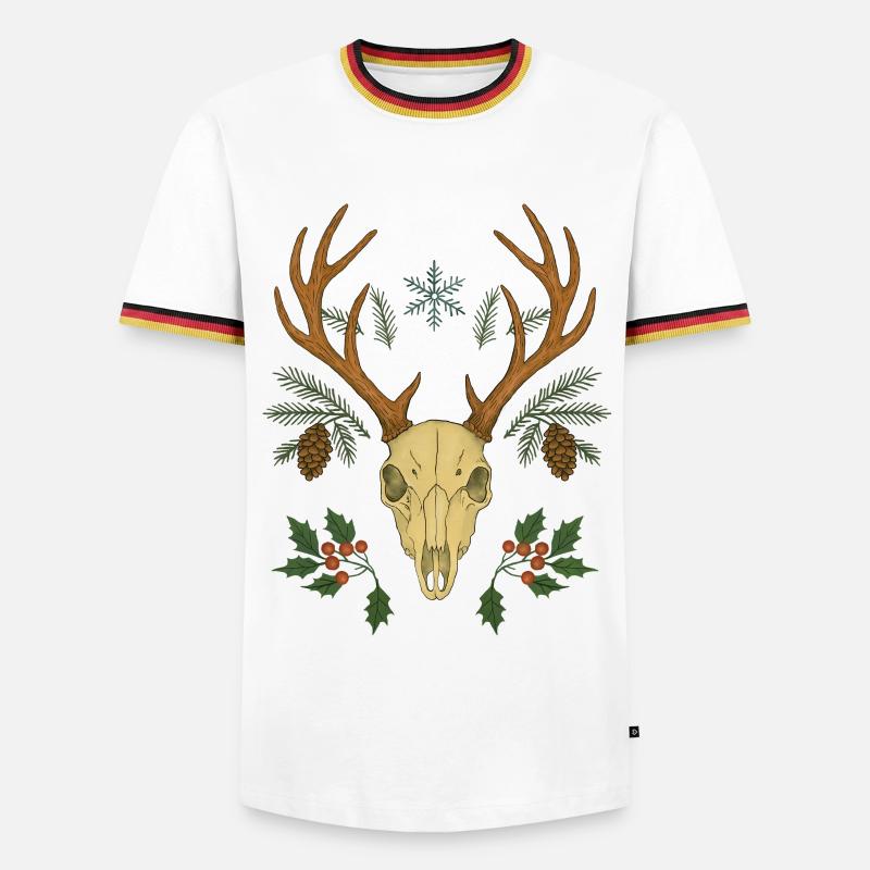 Winter Deer Skull Crest - Men's Ringer Shirt - white/tricolour