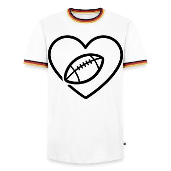 Cuore Rugby XV – Passione Rugby - Men's Ringer Shirt - white/tricolour - Front - AI Model Female 172 light (172cm) & AI Model Male 185 light (185cm)