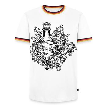 Elixierfläschchen und Blumen - Männer Kontrast-T-Shirt - Weiß/Dreifarbig - Vorne - AI Model Female 172 light (172cm) & AI Model Male 185 light (185cm)