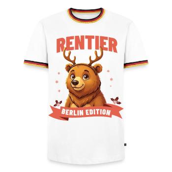 Berliner Bär Weihnachten Rentier - Männer Kontrast-T-Shirt - Weiß/Dreifarbig - Vorne - AI Model Female 172 light (172cm) & AI Model Male 185 light (185cm)