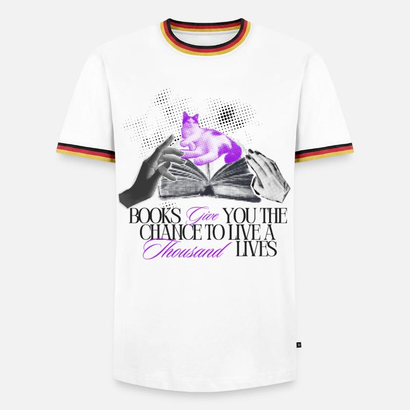 Bücher geben Dir tausend Leben - Männer Kontrast-T-Shirt - Weiß/Dreifarbig