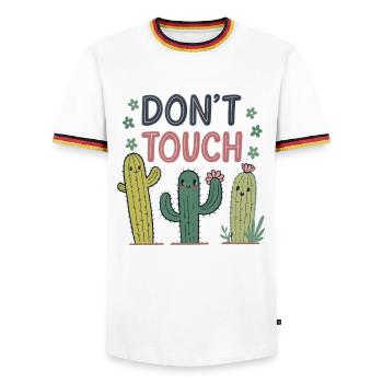Do Not Touch Happy Cactus - Men's Ringer Shirt - white/tricolour - Front - AI Model Female 172 light (172cm) & AI Model Male 185 light (185cm)