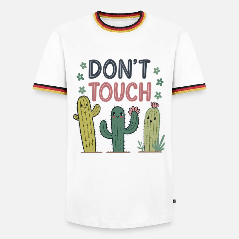 Fass den glücklichen Kaktus nicht an - Männer Kontrast-T-Shirt - Weiß/Dreifarbig
