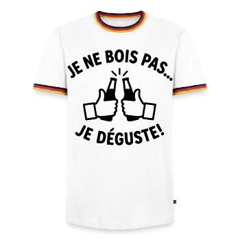 Je Ne Bois Pas Je Déguste Humour Bière - T-shirt contrasté Homme - blanc/tricolore - Devant - AI Model Female 172 light (172cm) & AI Model Male 185 light (185cm)