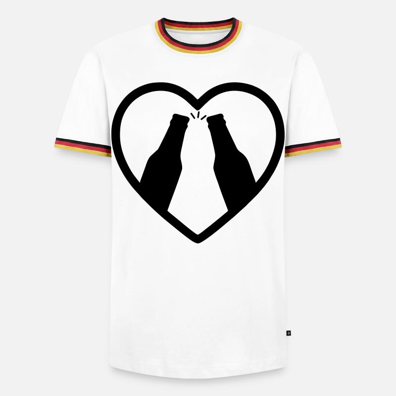 Herzflaschen Bier-Aperitif-Geschenk - Männer Kontrast-T-Shirt - Weiß/Dreifarbig