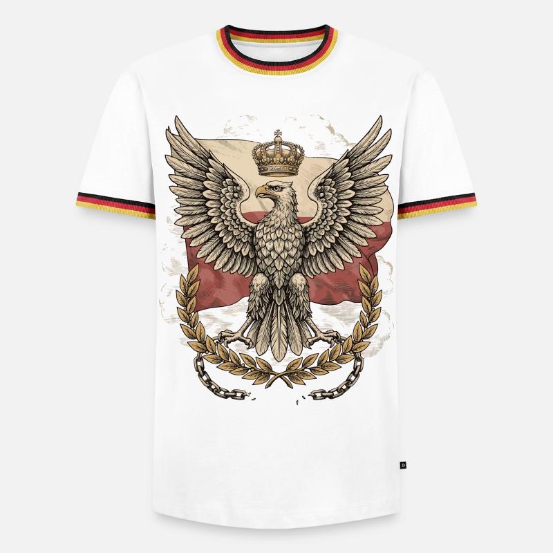 Crowned Polish Eagle Emblem - Men's Ringer Shirt - white/tricolour