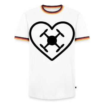 Heart Drone Quadcopter - Men's Ringer Shirt - white/tricolour - Front - AI Model Female 172 light (172cm) & AI Model Male 185 light (185cm)