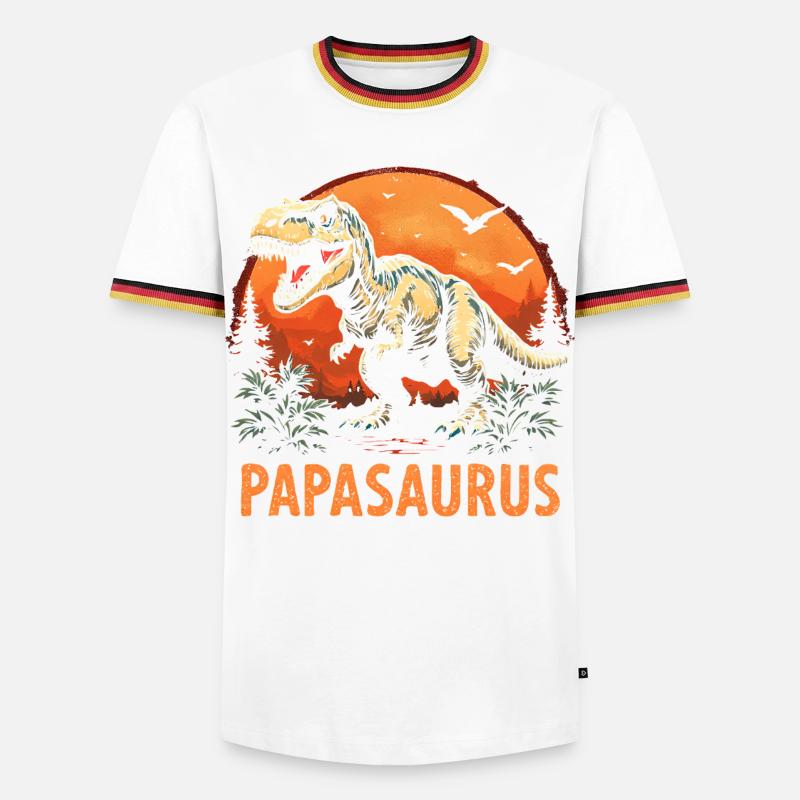 Papasaurus Bester Papa starker Vater Geschenk - Männer Kontrast-T-Shirt - Weiß/Dreifarbig