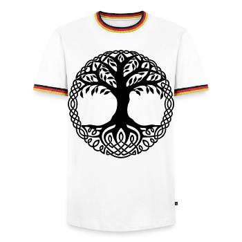 Baum des Lebens - Männer Kontrast-T-Shirt - Weiß/Dreifarbig - Vorne - AI Model Female 172 light (172cm) & AI Model Male 185 light (185cm)