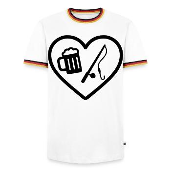 Heart Peach Beer - Männer Kontrast-T-Shirt - Weiß/Dreifarbig - Vorne - AI Model Female 172 light (172cm) & AI Model Male 185 light (185cm)