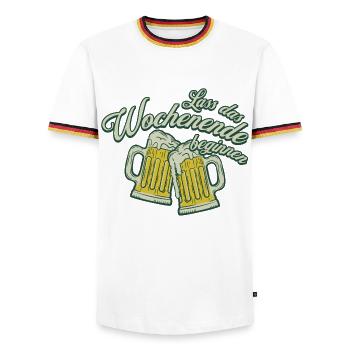 Weekend Toast Beer Alcohol Men - Men's Ringer Shirt - white/tricolour - Front - AI Model Female 172 light (172cm) & AI Model Male 185 light (185cm)