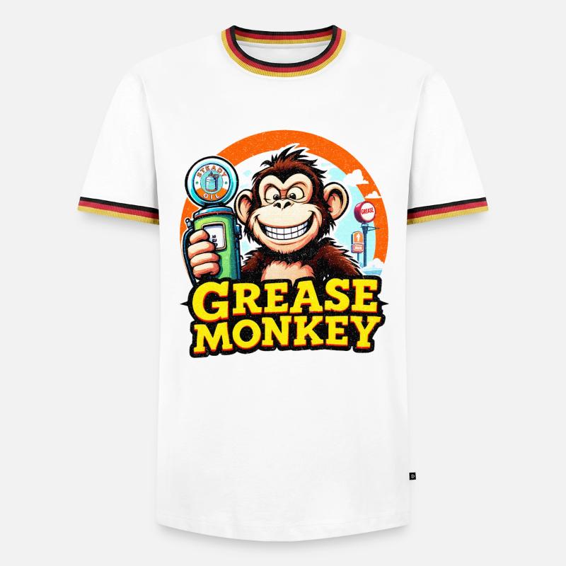 GreaseMonkey Retro Fuel Pump - Men's Ringer Shirt - white/tricolour