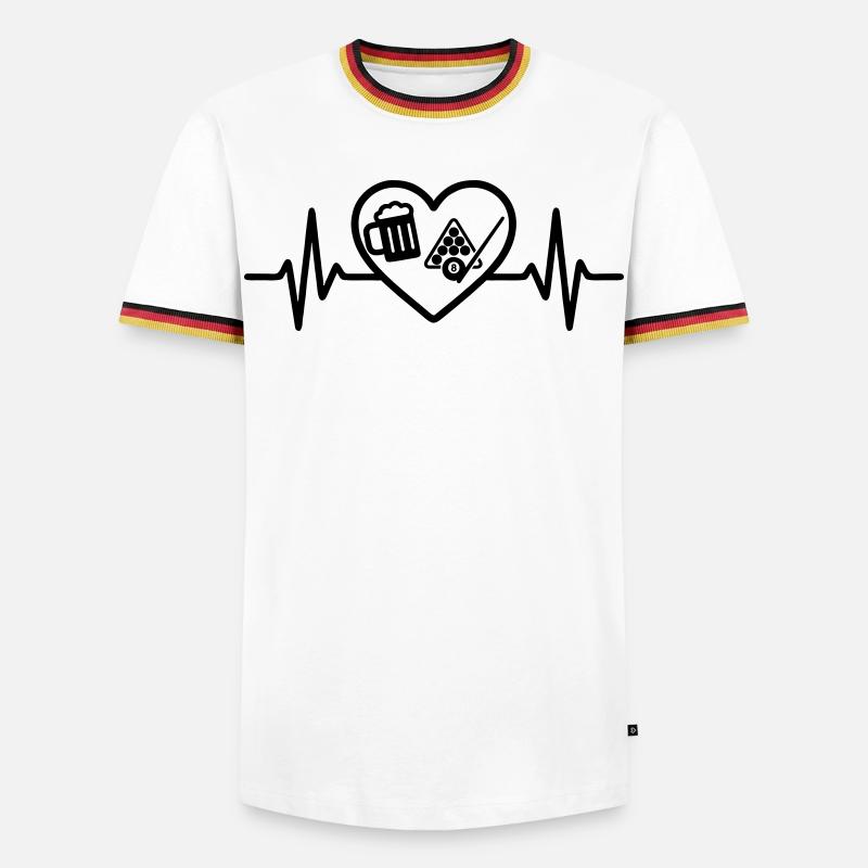 Herz Billard Bier - Männer Kontrast-T-Shirt - Weiß/Dreifarbig