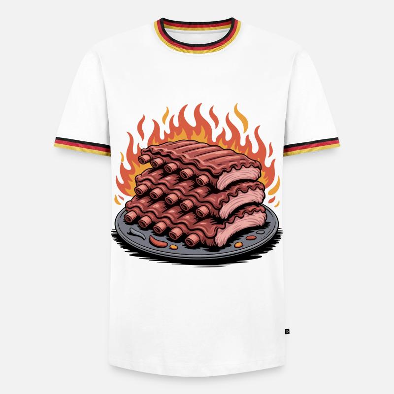 Fire grilled rib platter - Men's Ringer Shirt - white/tricolour