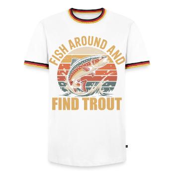 Fishing fun &amp; trout catching – Petri Heil motif - Men's Ringer Shirt - white/tricolour - Front - AI Model Female 172 light (172cm) & AI Model Male 185 light (185cm)