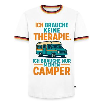 slogan camping Camping, j’ai besoin de mon camping-car - T-shirt contrasté Homme - blanc/tricolore - Devant - AI Model Female 172 light (172cm) & AI Model Male 185 light (185cm)