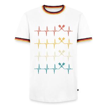 Dart Heartbeat Rétro Darts Darter - T-shirt contrasté Homme - blanc/tricolore - Devant - AI Model Female 172 light (172cm) & AI Model Male 185 light (185cm)