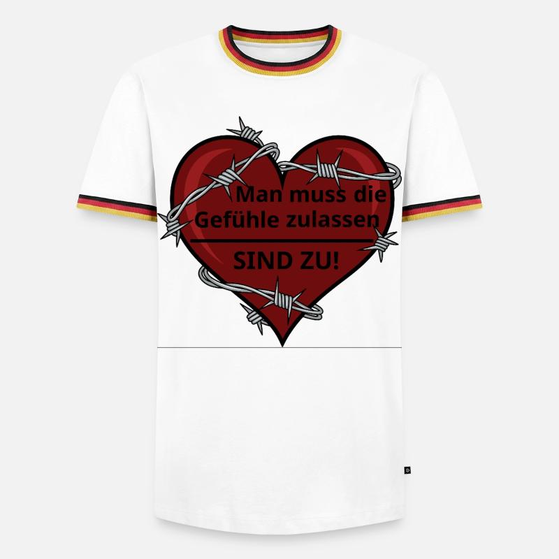Sarkastisches Herz mit Stacheldraht - Männer Kontrast-T-Shirt - Weiß/Dreifarbig