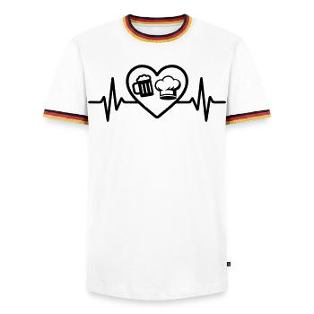 Heart Beer Kitchen Humor - Men's Ringer Shirt - white/tricolour - Front - AI Model Female 172 light (172cm) & AI Model Male 185 light (185cm)