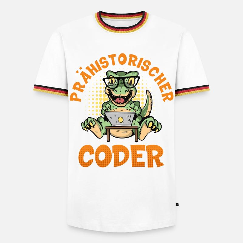 Programmation PRÉHISTORIQUE : Divertissement du CODER - T-shirt contrasté Homme - blanc/tricolore