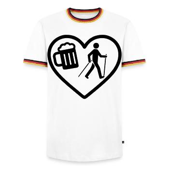 Humour nordique de la bière de cœur - T-shirt contrasté Homme - blanc/tricolore - Devant - AI Model Female 172 light (172cm) & AI Model Male 185 light (185cm)