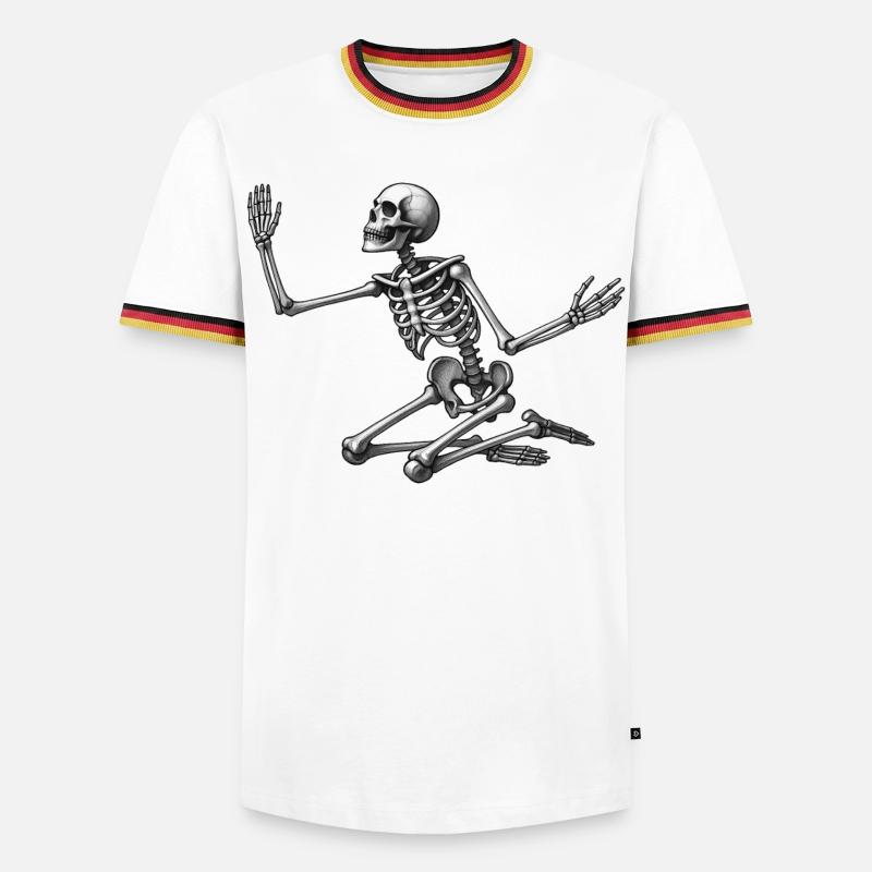 KNEELING SKELETON - black & white - Men's Ringer Shirt - white/tricolour