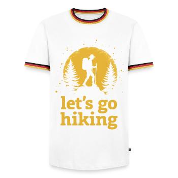 Let's go hiking mountaineer hiker silhouette - Men's Ringer Shirt - white/tricolour - Front - AI Model Female 172 light (172cm) & AI Model Male 185 light (185cm)
