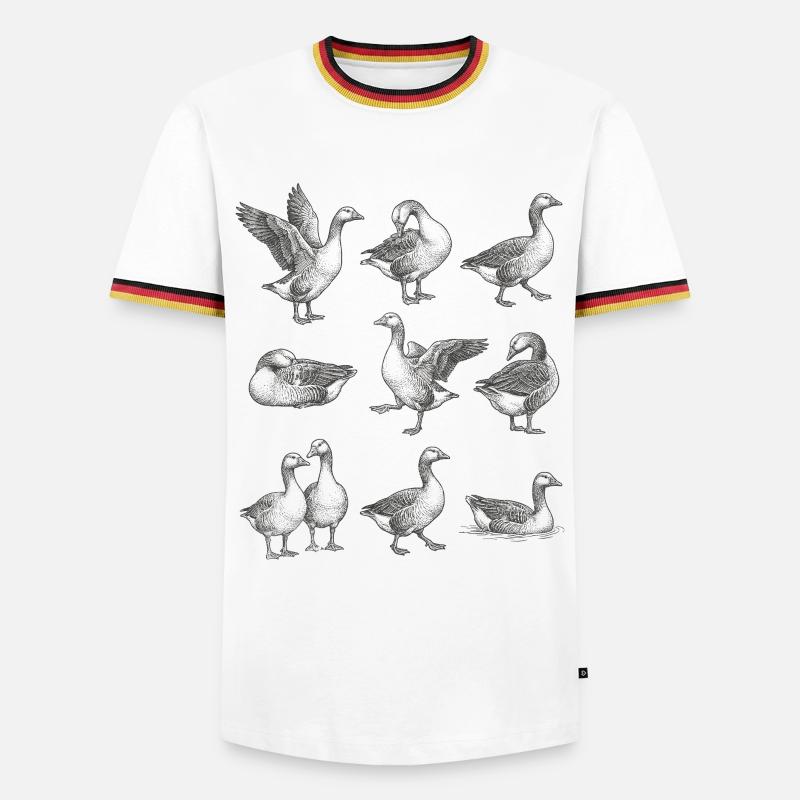 Gray Geese Silhouettes Pattern - Men's Ringer Shirt - white/tricolour