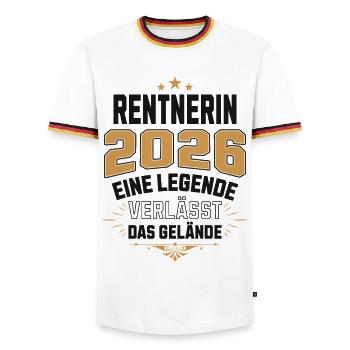 Pensioner 2026 Pension Pensioner Legend Retirement - Men's Ringer Shirt - white/tricolour - Front - AI Model Female 172 light (172cm) & AI Model Male 185 light (185cm)