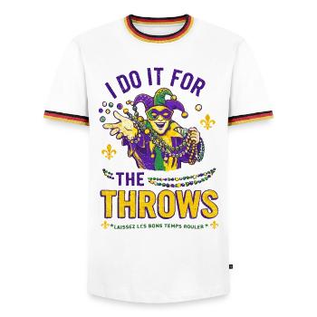 Mardi Gras Jester Beads - Men's Ringer Shirt - white/tricolour - Front - AI Model Female 172 light (172cm) & AI Model Male 185 light (185cm)