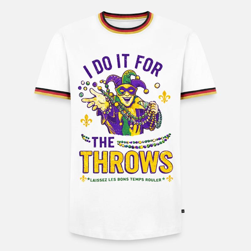 Mardi Gras Jester Beads - Männer Kontrast-T-Shirt - Weiß/Dreifarbig