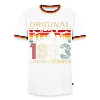 33rd Birthday Original January 1993 - Men's Ringer Shirt - white/tricolour - Front - AI Model Female 172 light (172cm) & AI Model Male 185 light (185cm)