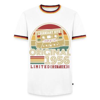 Original 1956 Vintage Vintage Anniversaire Rétro - T-shirt contrasté Homme - blanc/tricolore - Devant - AI Model Female 172 light (172cm) & AI Model Male 185 light (185cm)