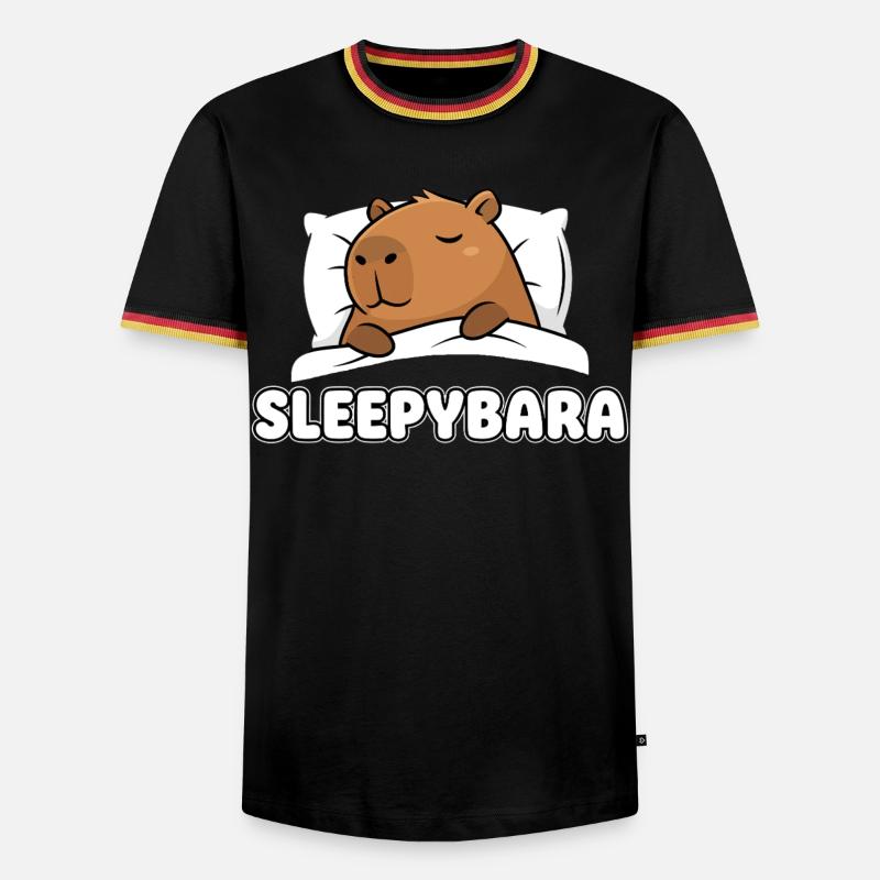 Sleepybara - Cute Sleeping Capybara - Men's Ringer Shirt - black/tricolour