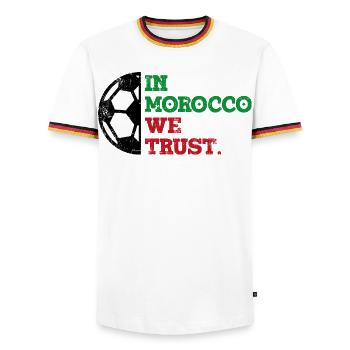 In Morocco we trust - Männer Kontrast-T-Shirt - Weiß/Dreifarbig - Vorne - AI Model Female 172 light (172cm) & AI Model Male 185 light (185cm)