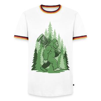 Sasquatch Disc Golf Basket Forest Funny Frisbee - Men's Ringer Shirt - white/tricolour - Front - AI Model Female 172 light (172cm) & AI Model Male 185 light (185cm)